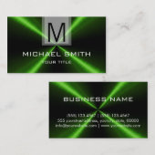 Professioneel groen roestvrij staal monogram visitekaartje (Voorkant / Achterkant)