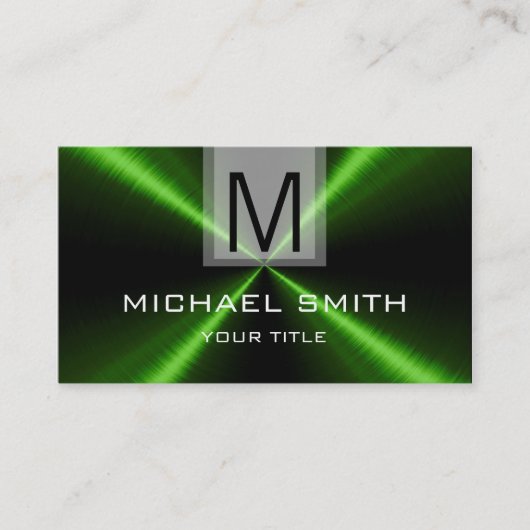 Professioneel groen roestvrij staal monogram visitekaartje (Voorkant)