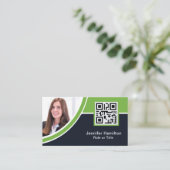 Professioneel Groen voeg uw foto van de Code QR to Visitekaartje (Staand voorkant)