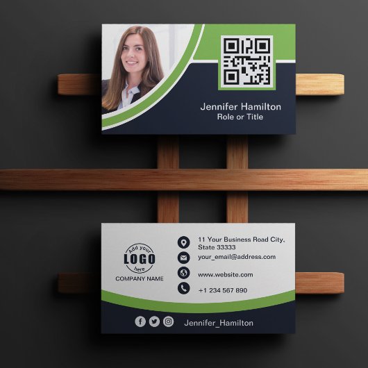 Professioneel Groen voeg uw foto van de Code QR to Visitekaartje