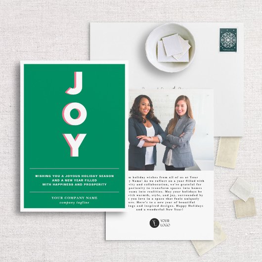 Professioneel Groen & Wit Modern Bedrijf Feestdagenkaart