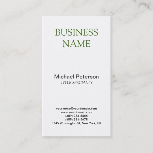 Professioneel groen wit verticaal Visitekaartje (Voorkant)