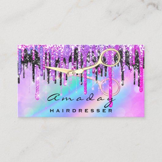 Professioneel haarsalon Golden Scissors Roze Visitekaartje (Voorkant)