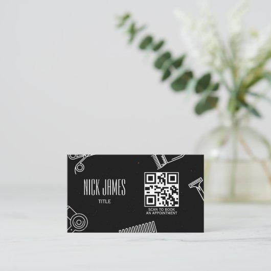 Professioneel haarsalon QR-code scannen om te boek Visitekaartje (Staand voorkant)