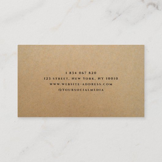 Professioneel Haarstylist Monogram Kraft Visitekaartje (Achterkant)