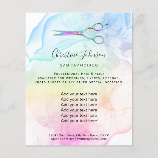 professioneel hairdresser alcohol ink design flyer (Voorkant)