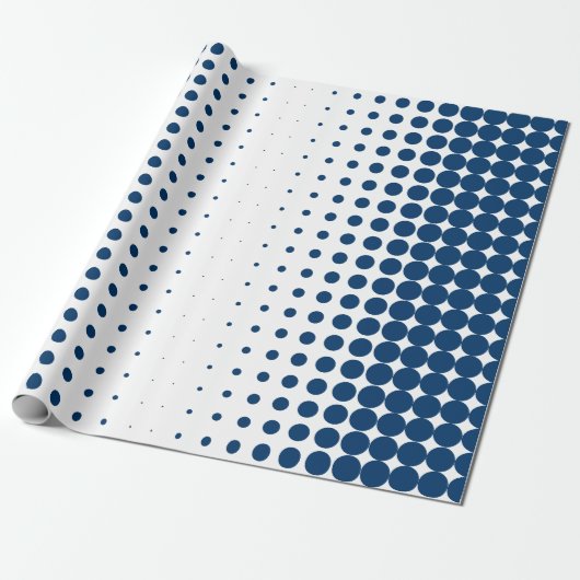 Professioneel Halftoonpatroon Blauw Wit Cadeaupapier (Uitgerold)