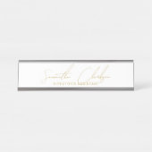 Professioneel Handgeschreven Gouden Script Typogra Bureau Naambordje (Voorkant)