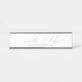Professioneel Handgeschreven Gouden Script Typogra Bureau Naambordje