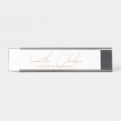 Professioneel Handgeschreven Gouden Script Typogra Bureau Naambordje (Voorkant)