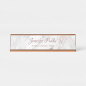 Professioneel Handgeschreven Script Elegant Roos G Bureau Naambordje (Voorkant)