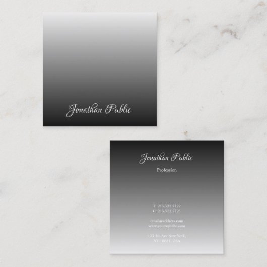 Professioneel Handgeschreven Script Elegante Sjabl Vierkante Visitekaartje (Voorkant / Achterkant)