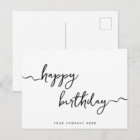 Professioneel handtekening script verjaardag bedri briefkaart (Voorkant / Achterkant)