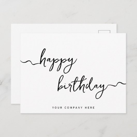 Professioneel handtekening script verjaardag zakel briefkaart (Voorkant / Achterkant)