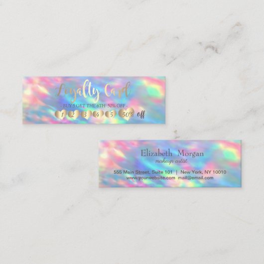 Professioneel hart Irijdescent Opal Holographic Klantenkaartje (Voorkant / Achterkant)