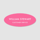 Professioneel Heet Roze Minimaal Ovaal Medewerker Naamplaatje (Voorkant)