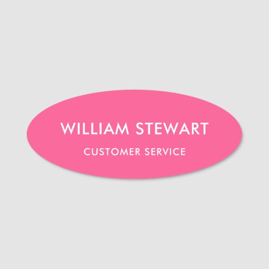 Professioneel Heet Roze Minimaal Ovaal Medewerker  Naamplaatje (Voorkant)