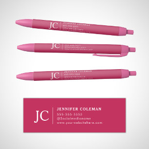 Professioneel Heet Roze Monogram Minimale Logo Zwarte Inkt Pen