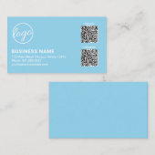 Professioneel Hemelblauw Logo QR Code Modern Visitekaartje (Voorkant / Achterkant)
