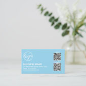 Professioneel Hemelblauw Logo QR Code Modern Visitekaartje (Staand voorkant)