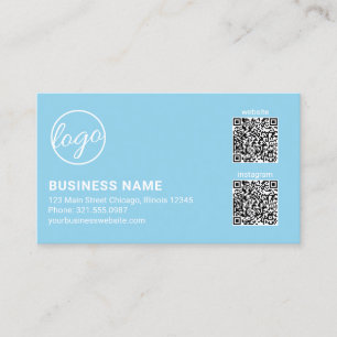 Professioneel Hemelblauw Logo QR Code Modern Visitekaartje