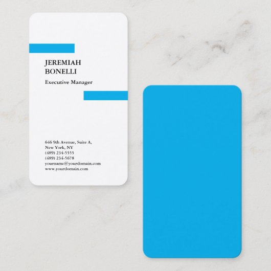 Professioneel hemelblauw wit, modern visitekaartje (Voorkant / Achterkant)