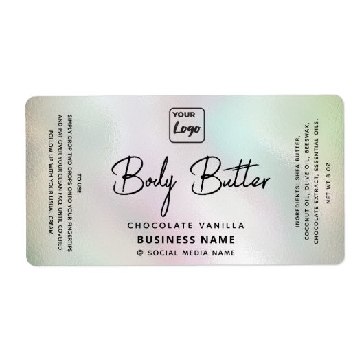 Professioneel holografisch logo voor typografie etiket (Voorkant)