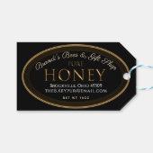 Professioneel honingetiket Zwart en gouden Label Cadeaulabel (Voorkant (Horizontaal))