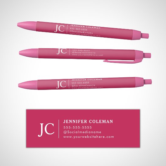 Professioneel Hotroze Monogram Minimalistisch Logo Zwarte Inkt Pen