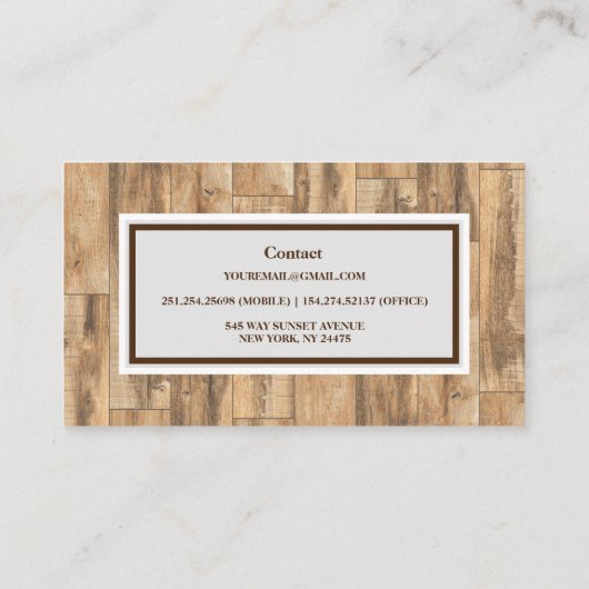 Professioneel houten Visitekaartje (Achterkant)