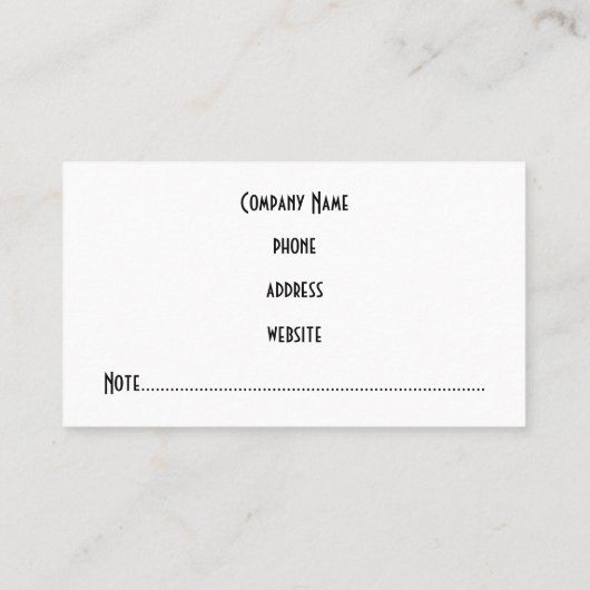 Professioneel houtskool Visitekaartje (Achterkant)