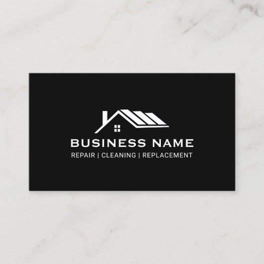 Professioneel Huis Dak Logo Real Estate Zwart Visitekaartje (Voorkant)