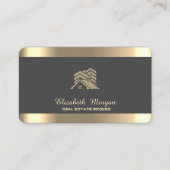 Professioneel huis dak onroerend goed grijs visitekaartje (Voorkant)