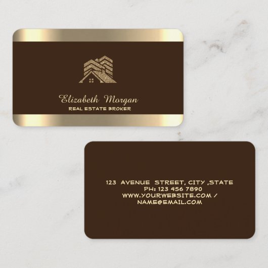 Professioneel Huis Dak Vastgoed Bruin Visitekaartje (Voorkant / Achterkant)