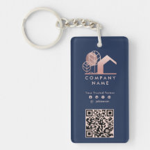 Professioneel Huis Logo Navy Blauw Roos Goud Qr