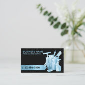 Professioneel Huis Schoonmaken Moderne Blauwe Glit Visitekaartje (Staand voorkant)