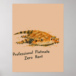 Professioneel huisgenoot nul huur baardagaam kunst poster