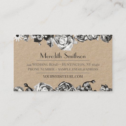 Professioneel Huwelijksplanner Elegant Zwart & Wit Visitekaartje (Achterkant)