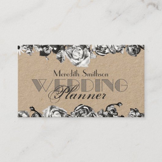 Professioneel Huwelijksplanner Elegant Zwart & Wit Visitekaartje (Voorkant)