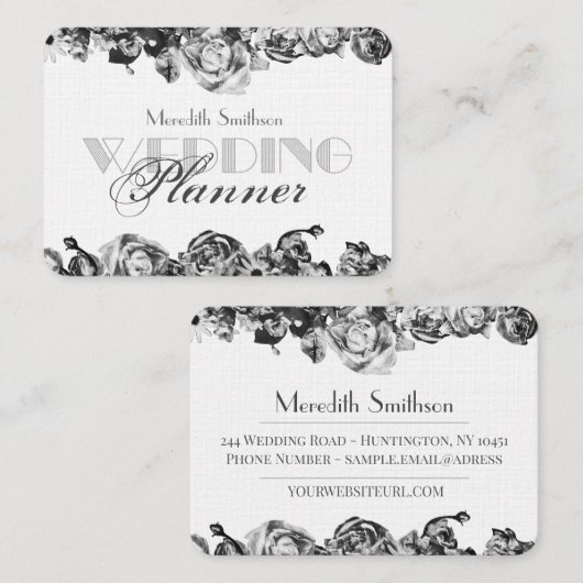 Professioneel Huwelijksplanner Elegant Zwart & Wit Visitekaartje (Voorkant / Achterkant)
