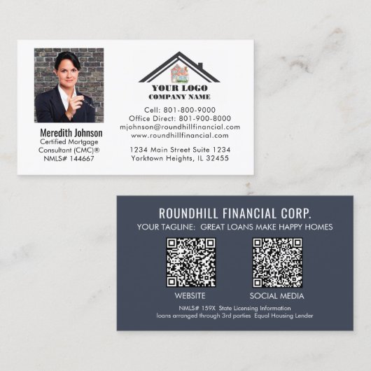 Professioneel Hypotheek Foto Logo QR Code Visitekaartje (Voorkant / Achterkant)