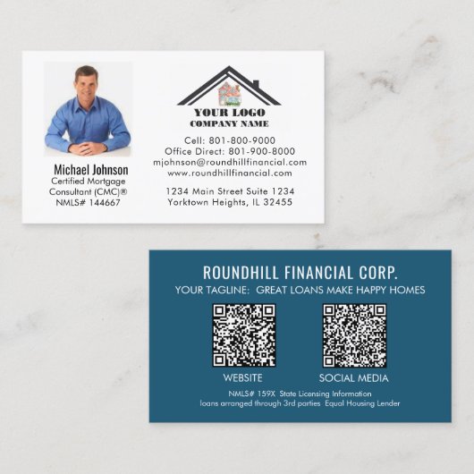 Professioneel Hypotheek Foto Logo QR Code Visitekaartje (Voorkant / Achterkant)