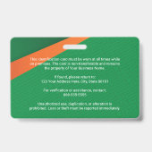 Professioneel ID-badge voor groen personeel Badge (Achterkant)
