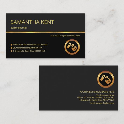 Professioneel in Retro Gold Line Grey Shade Chemis Visitekaartje (Voorkant / Achterkant)