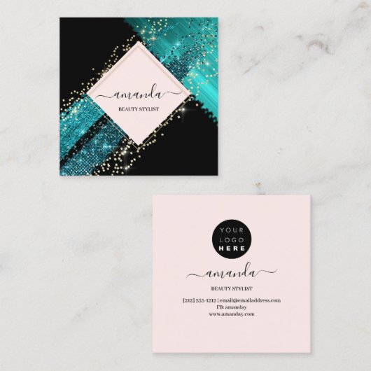 Professioneel ingelijste gouden schoonheid Logo tr Vierkante Visitekaartje (Voorkant / Achterkant)