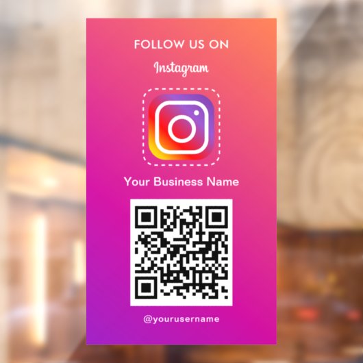 Professioneel Instagram Logo Volg Me Qr Code Raamsticker (Vel 2)