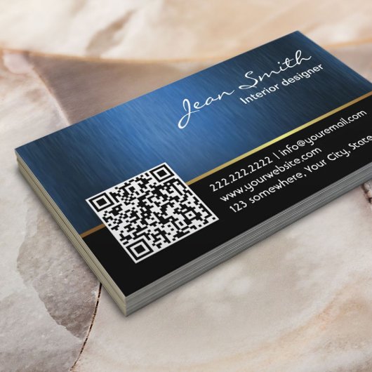 Professioneel Interieurontwerper Royal Blue QR-cod Visitekaartje