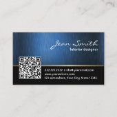 Professioneel Interieurontwerper Royal Blue QR-cod Visitekaartje (Voorkant)