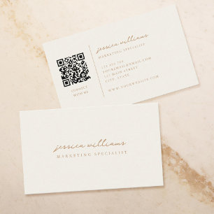 Professioneel Ivoor en Tan Minimal Script Visitekaartje