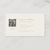 Professioneel Ivoor en Tan Minimal Script Visitekaartje (Achterkant)